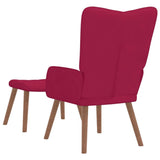 Relaxing Chair with a Stool Wine Red Velvet 327671