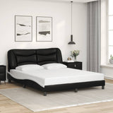 Bed Frame with LED without Mattress "Hvar" Black and White 160x200 cm 3213946