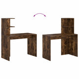 Desk with Shelf Smoked Oak 102 x 50 x 124 cm Engineered Wood 869358