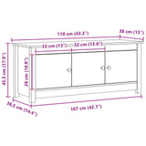 Shoe Cabinet Wax Brown 110 x 38 x 45.5 cm Solid Pine Wood 869928