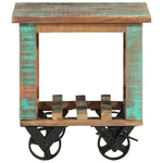 ZNTS Side Table with Wheels 40x40x42 cm Solid Wood Reclaimed 338005