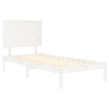 Bed Frame White Solid Pine Wood Single Durable Bed Frame 3104789
