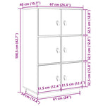 ZNTS Highboard White 67x40x108.5 cm Solid Wood Pine 820173