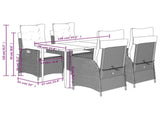 5 Piece Garden Dining Set with Cushions Grey Poly Rattan 3213297