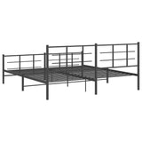 Metal Bed Frame without Mattress with Footboard Black 200x200cm 355586