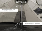 6 Men Tipi Tent with Carry Bag - Grey T3398P348696