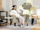 Upholstered Accent Chair with Rolled Arms and Wood Legs, Armchair for Living Room Bedroom, Beige T3398P329554
