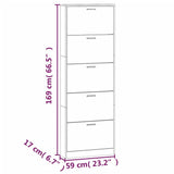 Shoe Cabinet Smoked Oak 59x17x169 cm Engineered Wood 342515