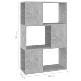 Book Cabinet Room Divider Concrete Grey 60x24x94 cm Engineered Wood 809075