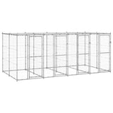 Outdoor Dog Kennel Galvanised Steel with Roof 9.68 m 3082273