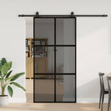 Sliding Door with Hardware Set Black 102,5x205 cm Tempered Glass 3375968