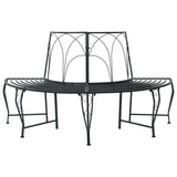 Tree Bench 4-Seater 160 x 80 x 89 cm Steel Black Half-round 42029516