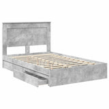 Storage Bed Concrete Grey 135 x 190 cm Engineered Wood 3410251