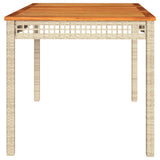 Garden Table Beige 140x80x75 cm Poly Rattan Acacia Wood 366278