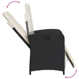 9 Piece Garden Dining Set with Cushions Black Poly Rattan 3212487