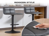 Set of Two Modern Faux Leather Bar Stools - Dark Grey T3398P423891