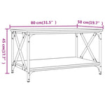 ZNTS Coffee Table Brown Oak 80x50x45 cm Engineered Wood and Iron 823321