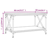 ZNTS Coffee Table Brown Oak 80x50x45 cm Engineered Wood and Iron 823321