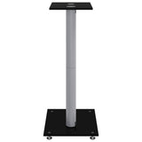 Speaker Stands 2pcs Black&Silver Tempered Glass 2 Pillars Design 51807