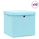 Storage Boxes with Lids 10 pcs Baby Blue 32x32x32 cm Fabric 288376
