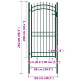 Fence Gate EMMEN with Spikes Steel 103x147 cm Green 146377