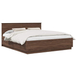 Bed Frame with Headboard Brown Oak 200 x 200 cm Engineered Wood 3408046