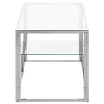 ZNTS Coffee Table Silver Stainless Steel and Tempered Glass 350017