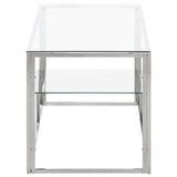 ZNTS Coffee Table Silver Stainless Steel and Tempered Glass 350017