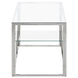 Coffee Table Silver Stainless Steel and Tempered Glass 350017