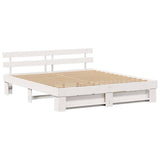 Bed Frame with Headboard White 180 x 200 cm Solid Pine Wood 3382266