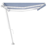 Manual Retractable Awning with LED 600x300 cm Blue and White 3069601
