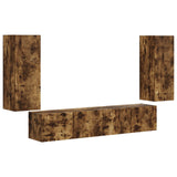 TV Wall Cabinet Set 4 pcs Smoked Oak Engineered Wood 3408921