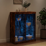 Sideboard with LED Lights Smoked Oak 81x37x100 cm 836718