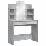 Dressing Table with LED Lights Concrete Grey 96x40x142 cm 837895