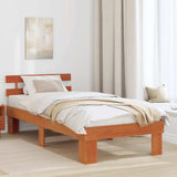 Bed Frame with Headboard Wax Brown 90 x 190 cm Solid Pine Wood 872466