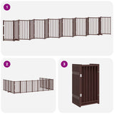 Dog Gate with Door Foldable 15 Panels Brown 750 cm Poplar Wood 3155720
