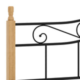 Bed Frame without Mattress Black Metal&Solid Oak Wood 200x200 cm 324917
