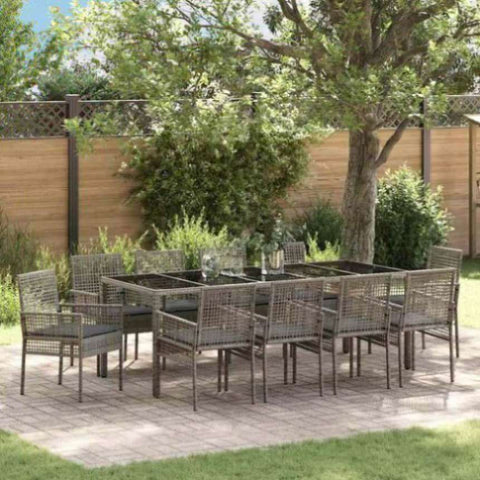 Garden Dining Set 11 pcs Grey Poly rattan 3334878