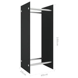 Firewood Rack Black 40x35x100 cm Tempered Glass 327467