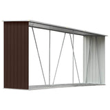 Garden Log Storage Shed Galvanised Steel 330x84x152 cm Brown 47084