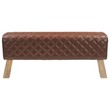 Bench 110 x 30 x 45 cm Real Leather Brown Diamond 42042113