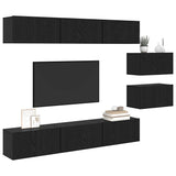 TV Cabinet Set Wall-mounted Black Oak Engineered Wood 3393352