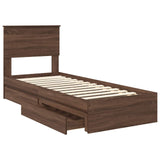 Storage Bed with Drawer Brown Oak 75 x 190 cm Engineered Wood 3410853
