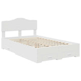 Bed Frame with Headboard White 135 x 190 cm Engineered Wood 3413202