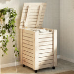 ZNTS Laundry Basket with Wheels RANA 45x45x64 cm Solid Wood Pine 4002325