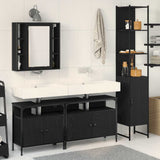 Bathroom Furniture Set 4 pcs Black Oak Engineered Wood 3334423