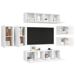 8 Piece TV Cabinet Set White Engineered Wood 3078704
