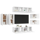 8 Piece TV Cabinet Set White Engineered Wood 3078704