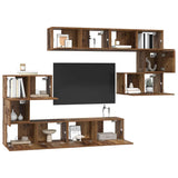 TV Cabinet Set Wall-mounted 8 pcs Old Wood Engineered Wood 3393216