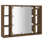 ZNTS Mirror Cabinet with LED Brown Oak 76x15x55 cm 820447